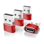 USB till USB-C-adapter, USBC-hona till A-hane OTG-laddare Typ C-konverterare för Apple Watch Ultra iWatch 7 8 9 10, iPhone, Plus Pro Max, AirPods 3 Red 4pc