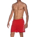 arena Men's Fundamentals Logo Beach Short, Red/White, Small