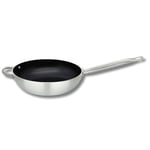 Elo 5166826 Poêle wok 28 cm, Poele inox, Poele aluminium, Poêl anti-adhésive28 cm, Poêle de cuisine, Convient à tout type de feux, Aluminium, acier inoxydable, Gris, Noir, 28 cm