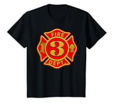 Youth US Firefighter Kids Fire Truck Birthday Boy 3rd Birthday T-Shirt