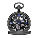 Montre Homme Retro Vintage Pendentif Squelette Design Boîtier en Acier Inoxydable