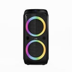 R-MUSIC – Party Boost M – Enceinte High Power – Bluetooth 5.3, 11h d’autonomie, RGB, Mode karaoké, Microphone Filaire, Poignée intégrée, Egaliseur