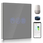 BSEED Alexa Interrupteur Volet Roulant connecté,WiFi Interrupteur Volet Roulant Gris,Compatible avec Amazon Alexa/Google Home, Interrupteur Tactile Avec Contrôle à Distance et Fonction de Temps