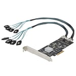 StarTech.com Carte Contrôleur SATA PCIe 8 ports - Carte SATA PCI Express 6Gbps 4 Contrôleurs Hôte - Carte Contrôleur SATA PCIe - PCI-e x4 Gen 2 vers SATA III - SATA HDD/SSD (8P6G-PCIE-SATA-CARD)