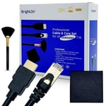 Cable & Care Package for Samsung TVs, HDMI 2.1 & CAT 7, Brush, Cloth