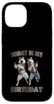 Coque pour iPhone 14 Aujourd'hui, c'est mon anniversaire, Husky Friends Fun