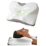 Good Nite Memory Foam Pillow for Neck and shoulder Pain Neck Pillow Orthopedic Pillow with Pillowcase Suitable for Lateral, Supine & Abdominal Lying 60*40*12/10cm (Firm Support, 60*40*12/10cm)