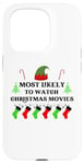 iPhone 15 Pro Most Likely To Watch Christmas Movies Family Santa Elf Hat Case