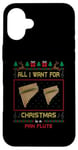 Coque pour iPhone 16 Plus Pull moche avec inscription « All I Want For Christmas Is A Pan Flute Music »