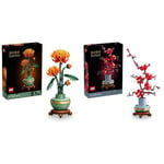 LEGO Icons Plum Blossom Flower + Chrysanthemum Flower Building Set, Faux Plant Model Kit for Adults to Build, Home Office Decor Display, Botanical Collection, Artificial Plant Gift, 10369 + 10368