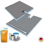 Receveur à carreler 120 x 100 cm WEDI Fundo Plano Linea écoulement linéaire & bonde intégrée + colle 320 + kit d'étanchéité