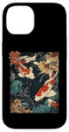 Coque pour iPhone 14 Beauté Koi Fish Pond Japan Zen Garden Vintage Art Lovers