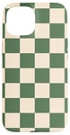 iPhone 15 Green and Cream Classic Checkered Big Vintage Checkerboard Case