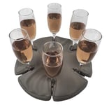 Glass Anchor - The Good-Looking Wine Glass Holder for Boats, picnics, Festivals, Camping, motorhomes. Colour: Grey Leather. Holds 6 Glasses. No fixings Needed. Stop The Spills!