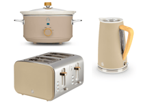 Swan Nordic Kettle Toaster & Slow Cooker. Scandinavian Design Oatmeal Colour