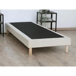 Vente-unique.com Sommier déco tapissier 90 x 190 cm - Beige - KOZANI de YSMÉE