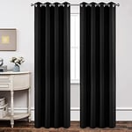 Joydeco Ensemble de 2 Rideaux occultants à Isolation Thermique avec œillets pour fenêtre de Salon, Chambre à Coucher (132 x 228 cm (l x L), Noir)