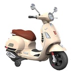 TURBO CHALLENGE - Vespa - Porteur Elèctrique - 119133 - Scooter - Beige - Prêt à Rouler - 30Kg Max - Plastique - Batteries Rechargeables - De 3 Ans À 6 Ans