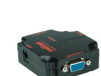 Roline Vga Video Splitter, 450 Mhz, 2-Way, Vga, 2X Vga, 1920 X 1080 Pixlar, Svart, Plast, 450 Mhz