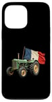 Coque pour iPhone 13 Pro Max Tracteur Agricole Vert Drapeau Français Agriculteur Ferme