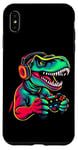 Coque pour iPhone XS Max Gaming Dinosaurs- Le T-rex joue aux jeux vidéo