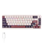 KZZI K68 PRO Mechanical Keyboard,3 Mode BT*3/2.4G/USB-C Hot Swappable Gaming Keyboard with Knob,Dynamic RGB Light,65% Layout Compact Wireless Office Keyboard Compatible with Windows/Mac (Pink-Purple)