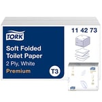 Tork 114273 Soft Folded Toilet Paper Premium T3 / Soft 3-Ply Toilet Tissue Suitable for Tork T3 Folded Toilet System / 30 x Packs of 252 Sheets