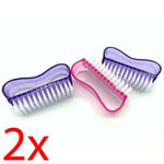 2 X 3PC NAIL BRUSH SET CLEANING SCRUBBING FINGER TOE BRISTLE MANICURE PEDICURE