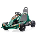 FEBER - GO Kart 12V, Voiture Kart enfant Formule 1, couleur verte, style sportif, avec 2 vitesses et vitesse entre 3 et 5 km/h, sans danger pour les garçons et les filles de 3 à 5 ans, Célèbre