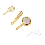 NiceButy Dollhouse Mini Comb Mirror Hair Dryer Set 1/12 Doll House Miniatherather Accessories Hair Dryer Comb Mirror Set