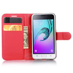 Galaxy J1 2016      Pu Wallet Case    [Red]