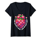 Womens strawberry valentine i love you so much V-Neck T-Shirt