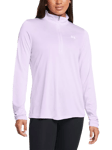 Under Armour Tech Long Sleeve Half Zip Sports Top, Salt Purple/White