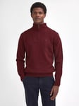 Barbour Essential Lambswool Half Zip Funnel Neck Jumper, Burgundy