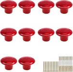 10 Pièces 32mm Rond Bouton de Meuble avec 4 vis de différentes tailles,poignée de meuble cuisine en céramique,pour Placard Armoire Cuisine,Chambre d'enfant (Rouge)