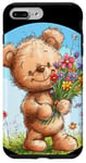 iPhone 7 Plus/8 Plus Happy fluffy Teddy Bear with flowers in hand Case