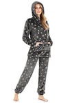 CityComfort Pyjama Femme Hiver Polaire, Ensemble Pyjama Chaud à Capuche pour Femme Ado, Idée Cadeau pour Elle (Gris Or Rose, M)