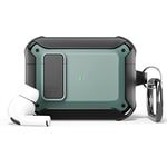 NiiEii Coque pour Airpods Pro avec Bouton de Verrouillage Automatique, Etui de Protection Integrale en TPU, Resistant aux Rayures avec Porte-cles, Boitier Compatible avec Apple Airpods Pro Vert/Noir