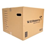 W.E. Roberts 10 Strong Extra Large Cardboard moving Boxes. Packing boxes for moving house with Printed Room List and Carry Handles 52cm x 52cm x 40cm cardboard Boxes