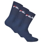 Fila Chaussettes Unisexes 3 Paires - Chaussettes De Tennis, Chaussettes D'équipage, Éponge, Sport, Logo 35-46 Marine 39-42 (6-8 Uk)