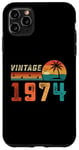 Coque pour iPhone 11 Pro Max Cadeau d'anniversaire 51 ans pour homme femme Palm rétro vintage 1974