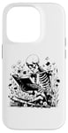 iPhone 14 Pro Skeleton Reading Book Floral Wisdom Funny Book Lover Case