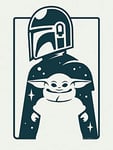 Komar Star Wars WB-SW-002 Tableau mural - 30 x 40 cm - Mandalorian The Child and Father - Baby Yoda - Décoration - Poster - Impression d'art - Dimensions : cadre - 30 x 40 cm - Bleu et blanc