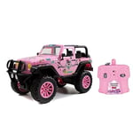 Dickie Toys RC Jeep Wrangler RC SUV Girlmazing Voiture télécommandée 2 canaux 2,4 GHz Turbo + Sticker Inclus Rose métallique Brillant