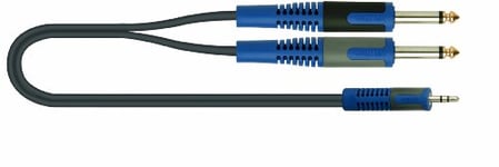 Roksolid Câble audio 2 prises Jack mâles mono 6,3 mm vers 1 prise Jack stéréo 3,5 mm Longueur 2 m