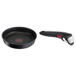 Tefal Ingenio Eco Resist Poêle grill fonte d'aluminium Noir 26 cm L8584004 & Ingenio Poignée amovible noire, Empilable, Amovible, Verrouillage sécurité 3 points, Garantie 10 ans, Expertise L9863302