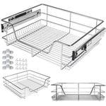 KESSER® Tiroir télescopique Tiroir de cuisine Armoire de cuisine Coulisse à panier Coulisse d'armoire Tiroir à extension totale 1x 60cm - Argenté
