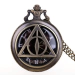 DSHUJC Montre de Poche, rétro Noir Triangle Creux Montre de Poche à Quartz Classique Hommes Femmes Collier Pendentif Fob Montre Cadeaux pour Hommes Enfants