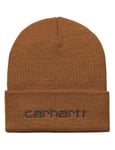 Carhartt WIP Script Beanie Hat - Deep H Brown/Black Colour: Deep H Brown/Black, Size: ONE SIZE