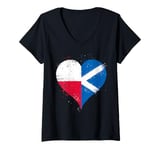 Womens Heart for Half Polish Half Scottish A Poland Scotland Flag V-Neck T-Shirt